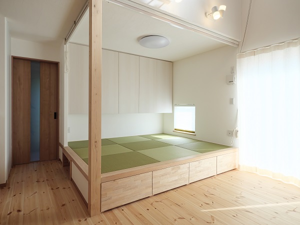 プリーツスクリーンを和室の仕切りに 京都の注文住宅 三浦製材 パッシブデザインで無添加住宅を施工